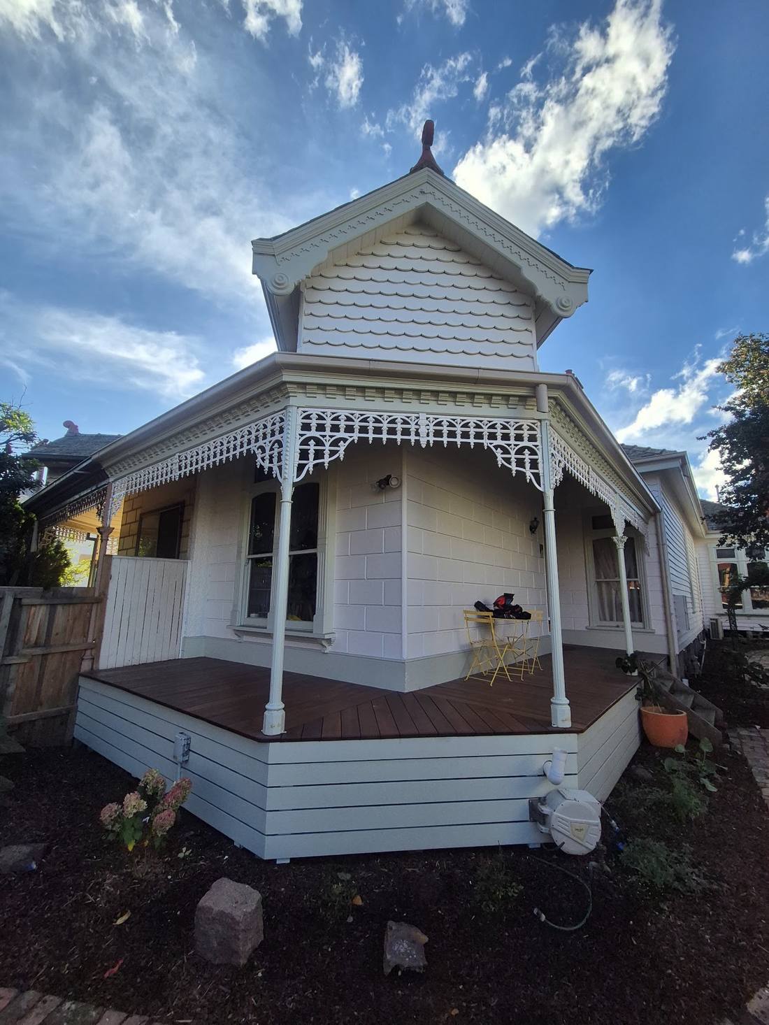 White weatherboard heritage home repainted in Brunswick
