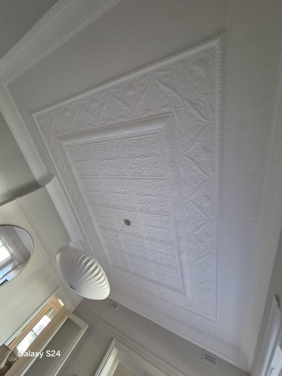 Toorak villa ceiling rose and cornice detail repainted